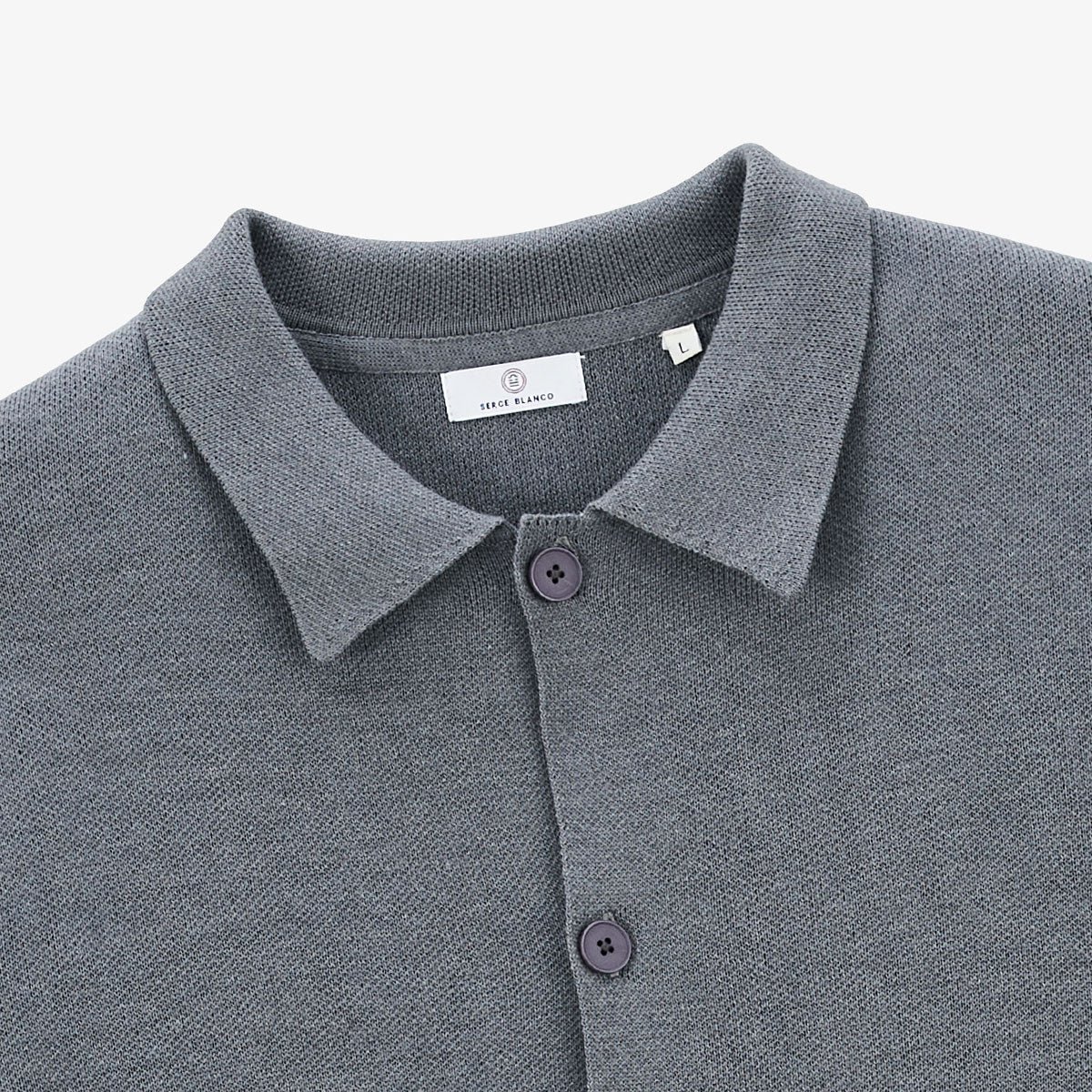 Cardigan col polo gris chiné Messi - Image 4