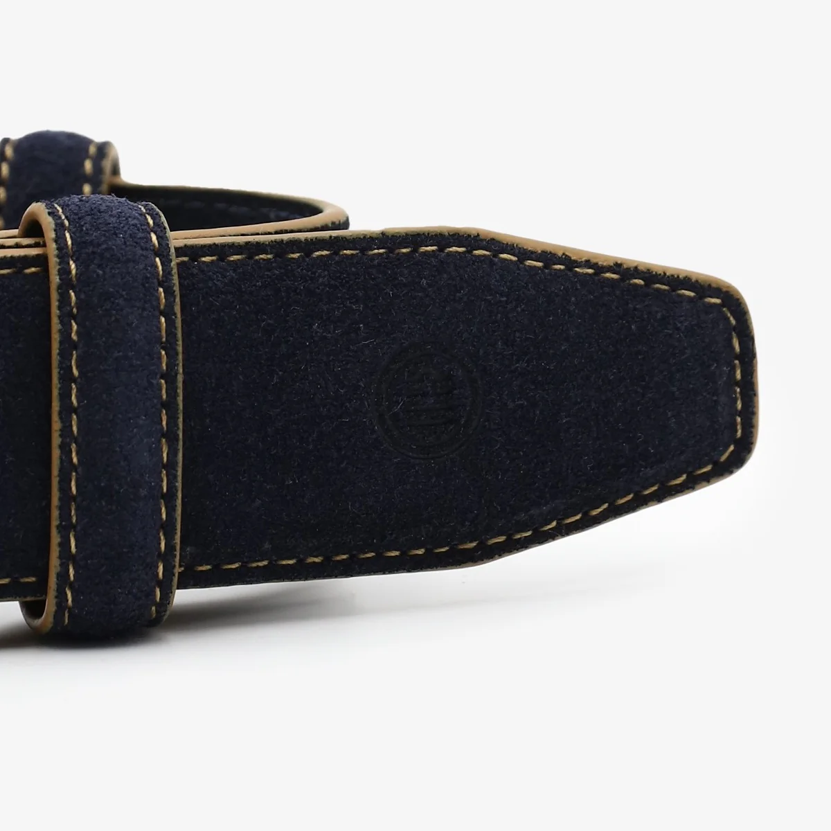 Ceinture en cuir nubuck avec surpiqûre en opposition bleu marine - Image 3