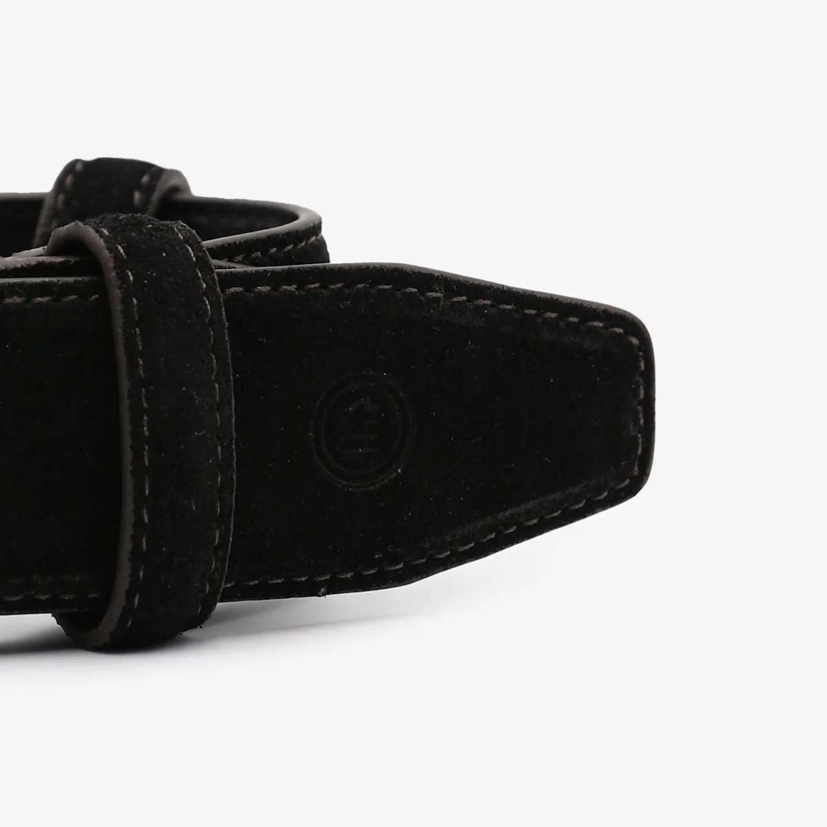Ceinture en cuir nubuck avec surpiqûre en opposition noire - Image 3