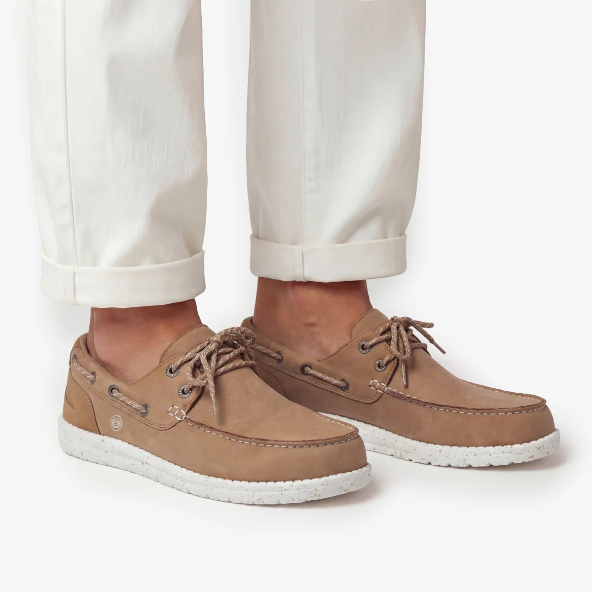 Chaussures bateau Socoa beige mastic en nubuck - Image 3