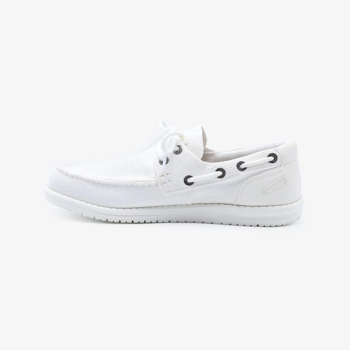 Chaussures bateau Socoa blanc off-white en maille stretch - Image 5