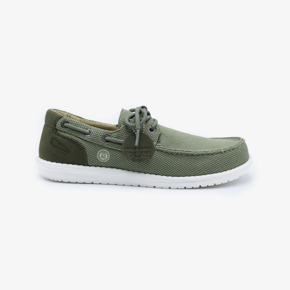 Chaussures bateau Socoa en maille stretch vert kaki - Image 3