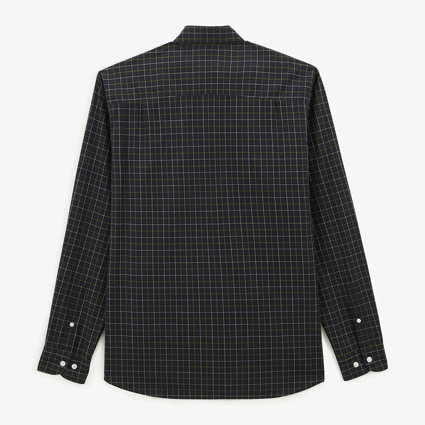 Chemise bleu foncé à manches longues en tissu à carreaux - Image 3