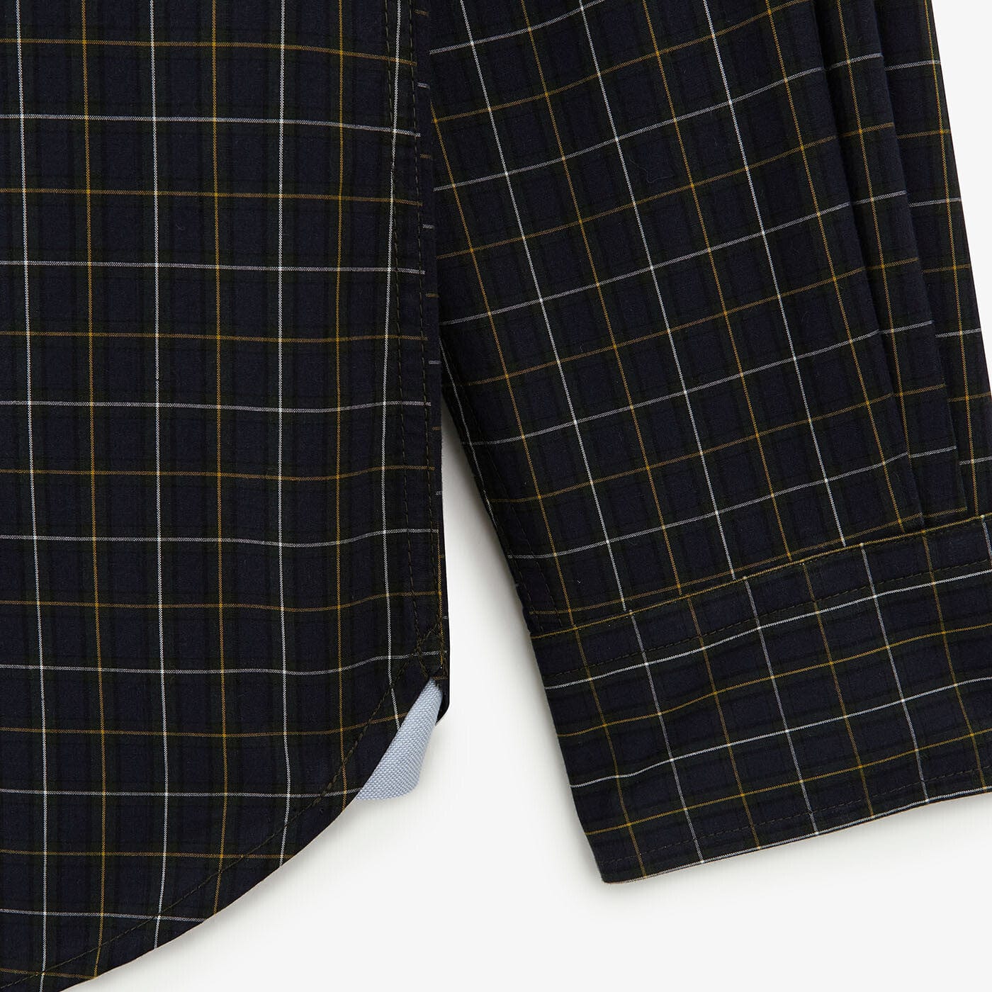 Chemise bleu foncé à manches longues en tissu à carreaux - Image 4