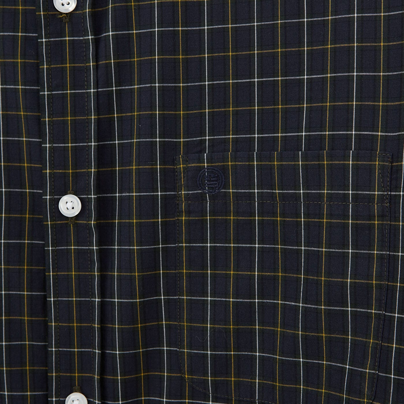 Chemise bleu foncé à manches longues en tissu à carreaux - Image 5