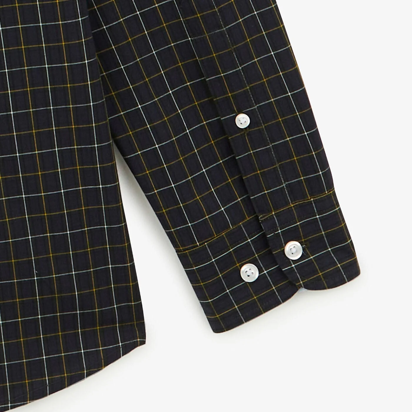 Chemise bleu foncé à manches longues en tissu à carreaux - Image 6