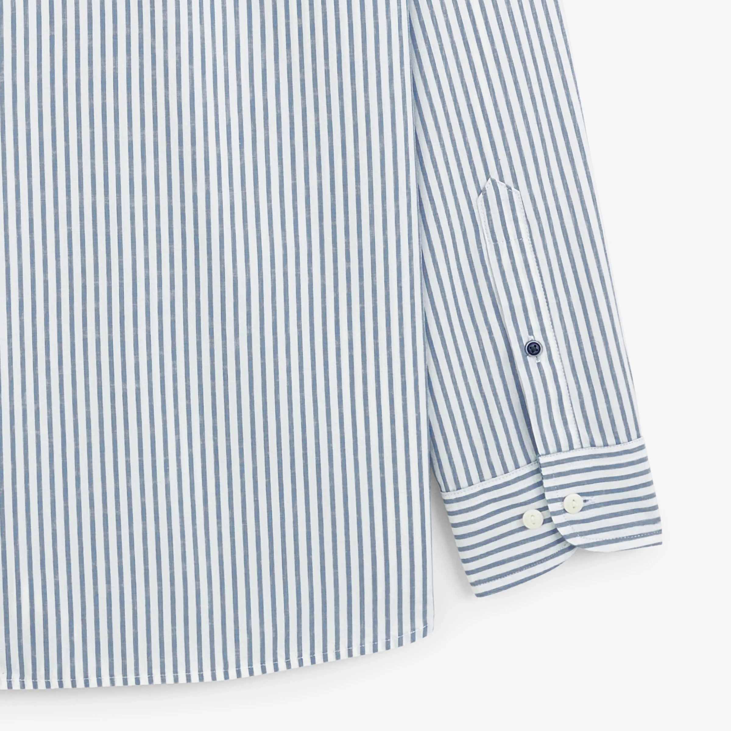 Chemise manches longues rayée en coton bleu - Image 4