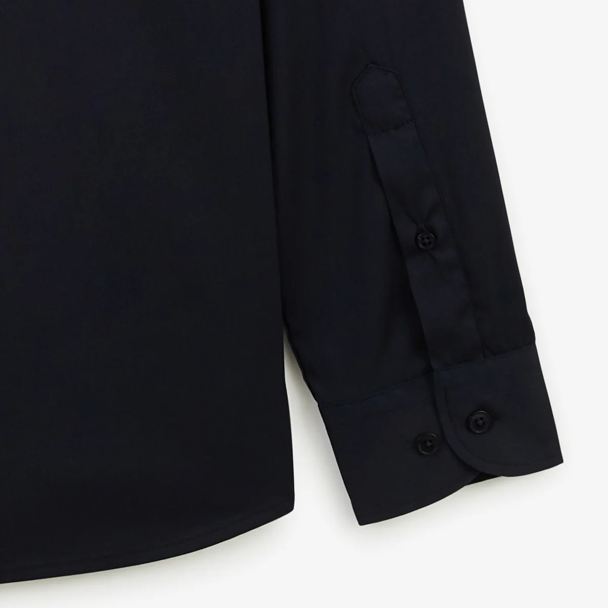 Chemise manches longues en coton stretch unie bleu marine - Image 4