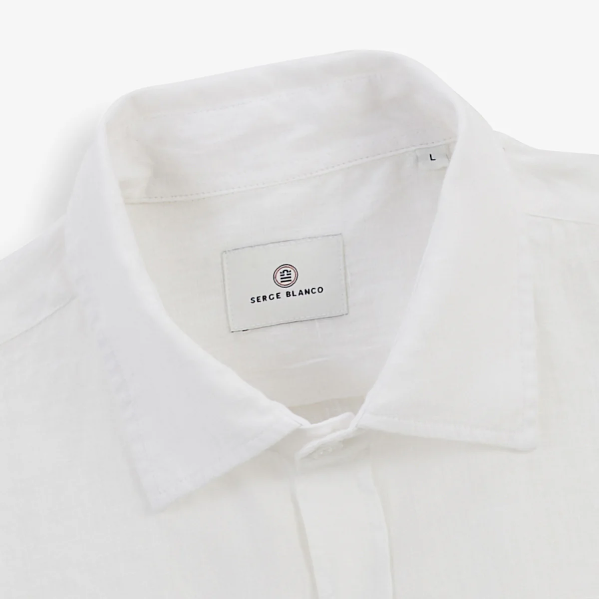 Chemise manches longues unie en lin blanche - Image 3