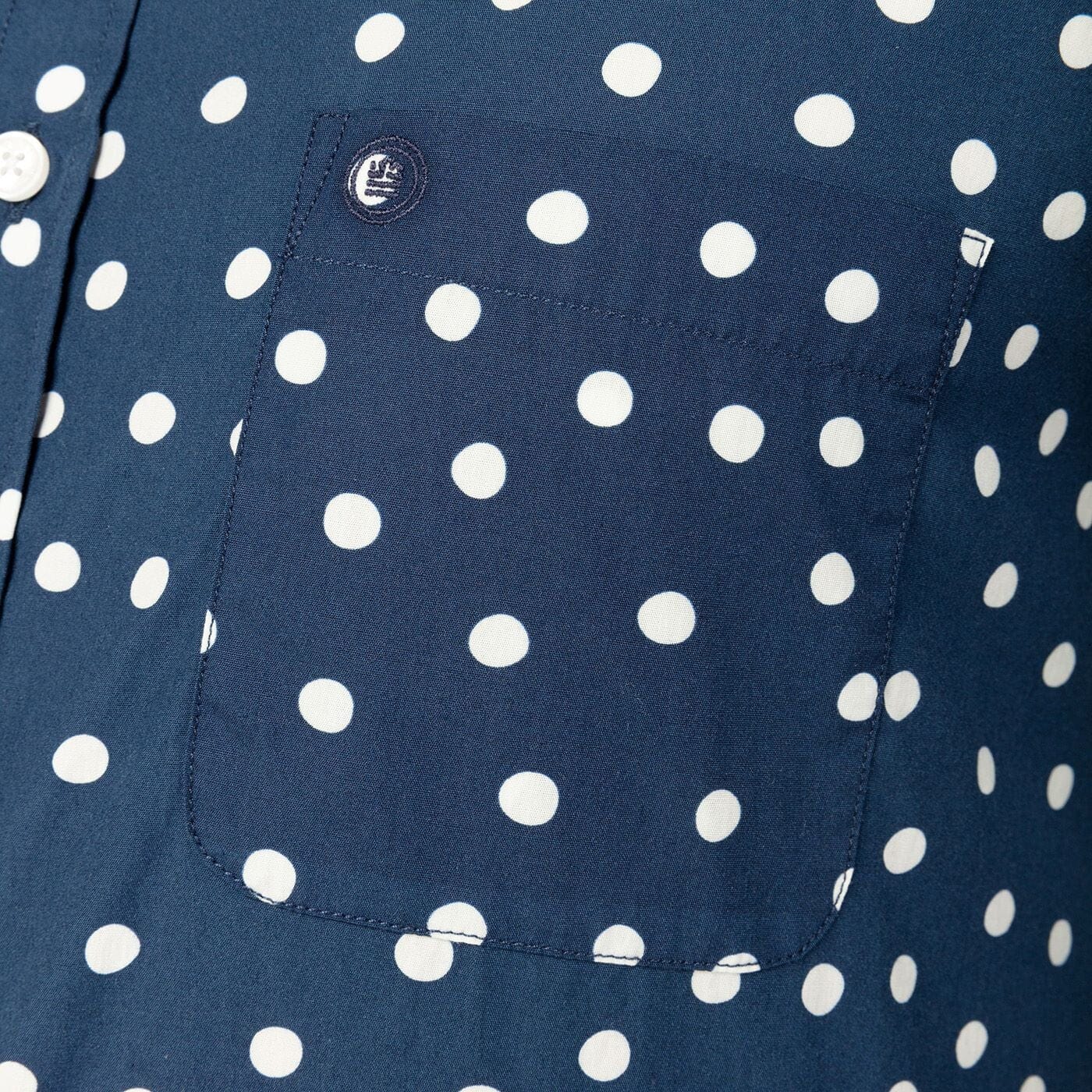 Chemise manches longues à pois bleu foncé en coton - Image 5