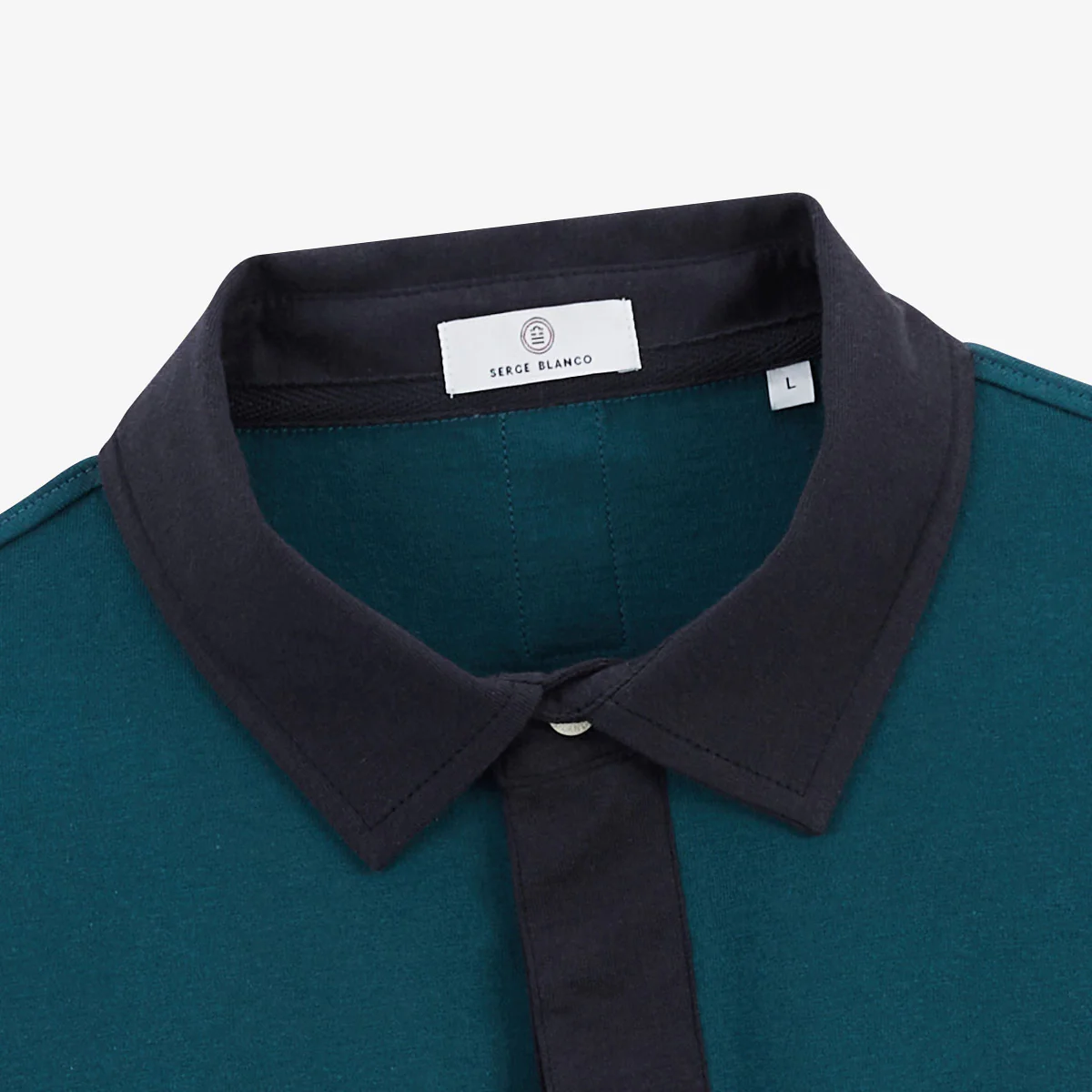 Polo de rugby en jersey de coton bleu opale col contrastant - Image 3