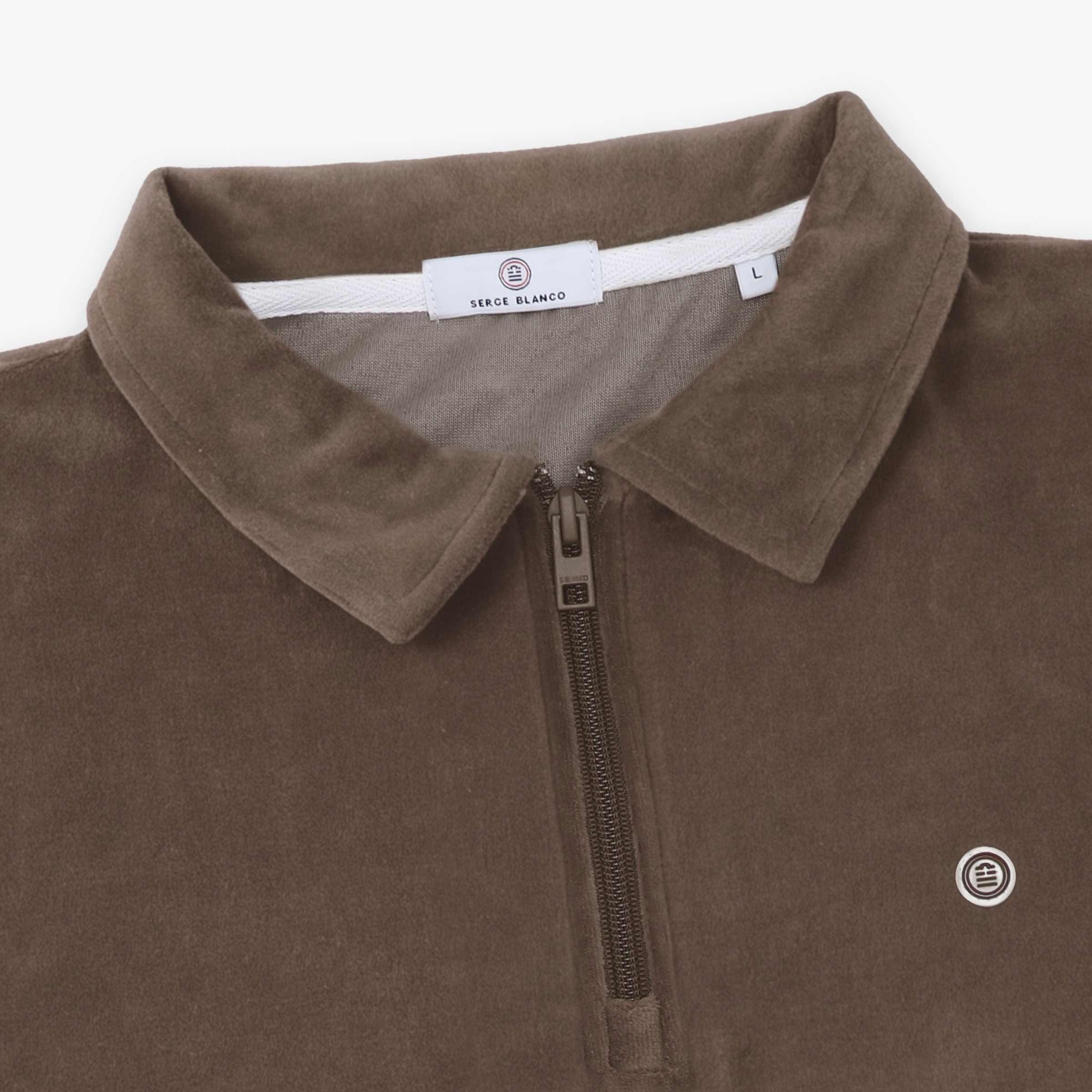 Polo manches courtes en éponge avec col zippé argile - Image 3