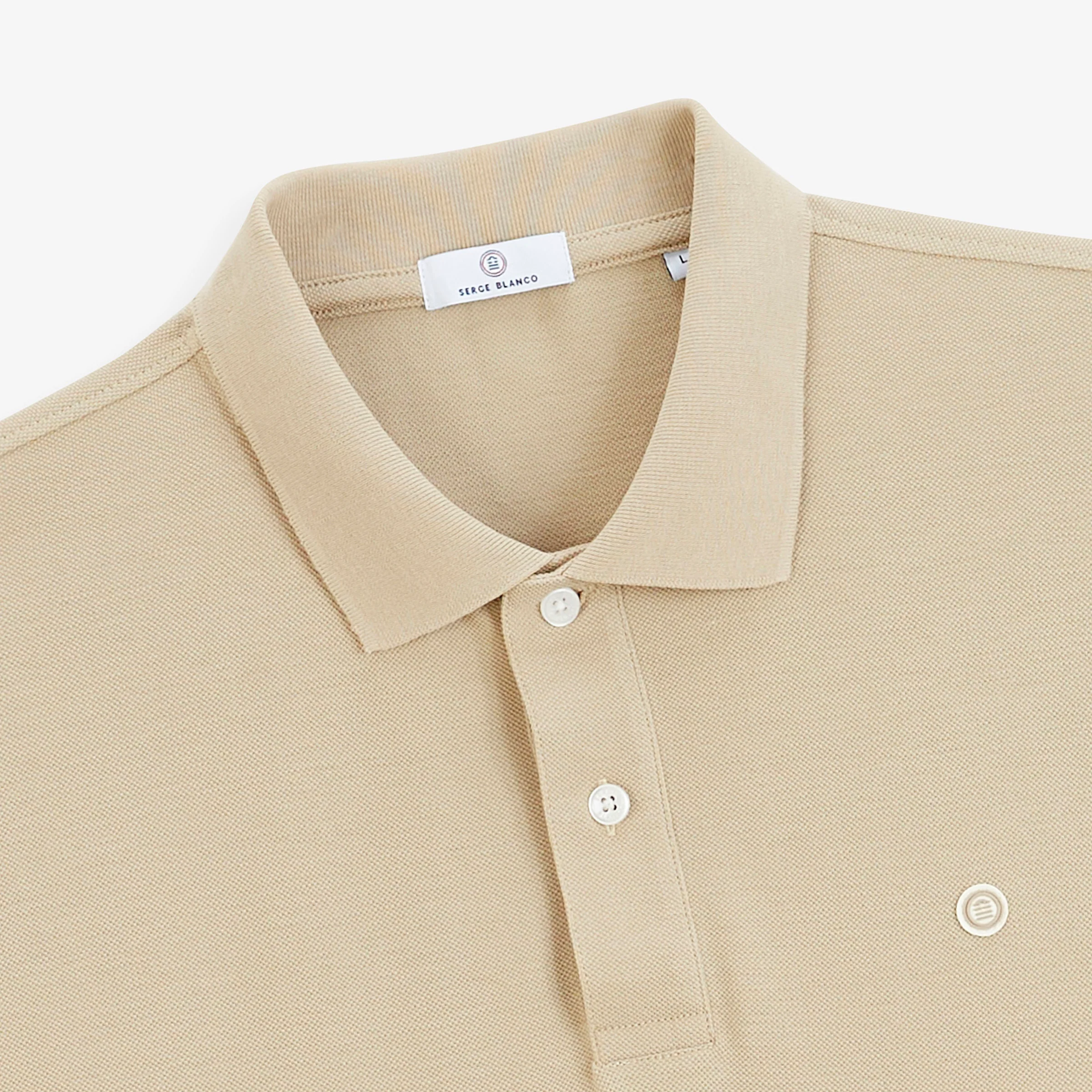 Polo piqué Lucas manches courtes en coton beige travertin - Image 3