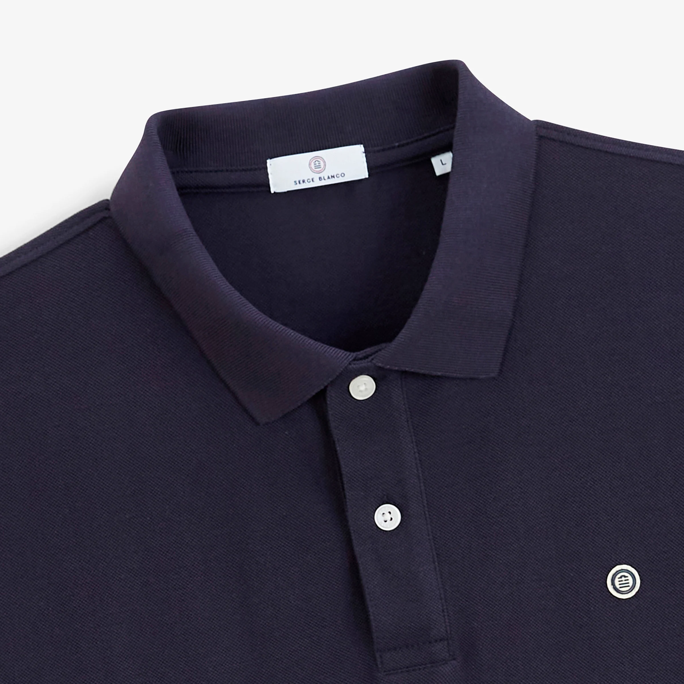 Polo piqué Lucas manches courtes en coton bleu marine - Image 3