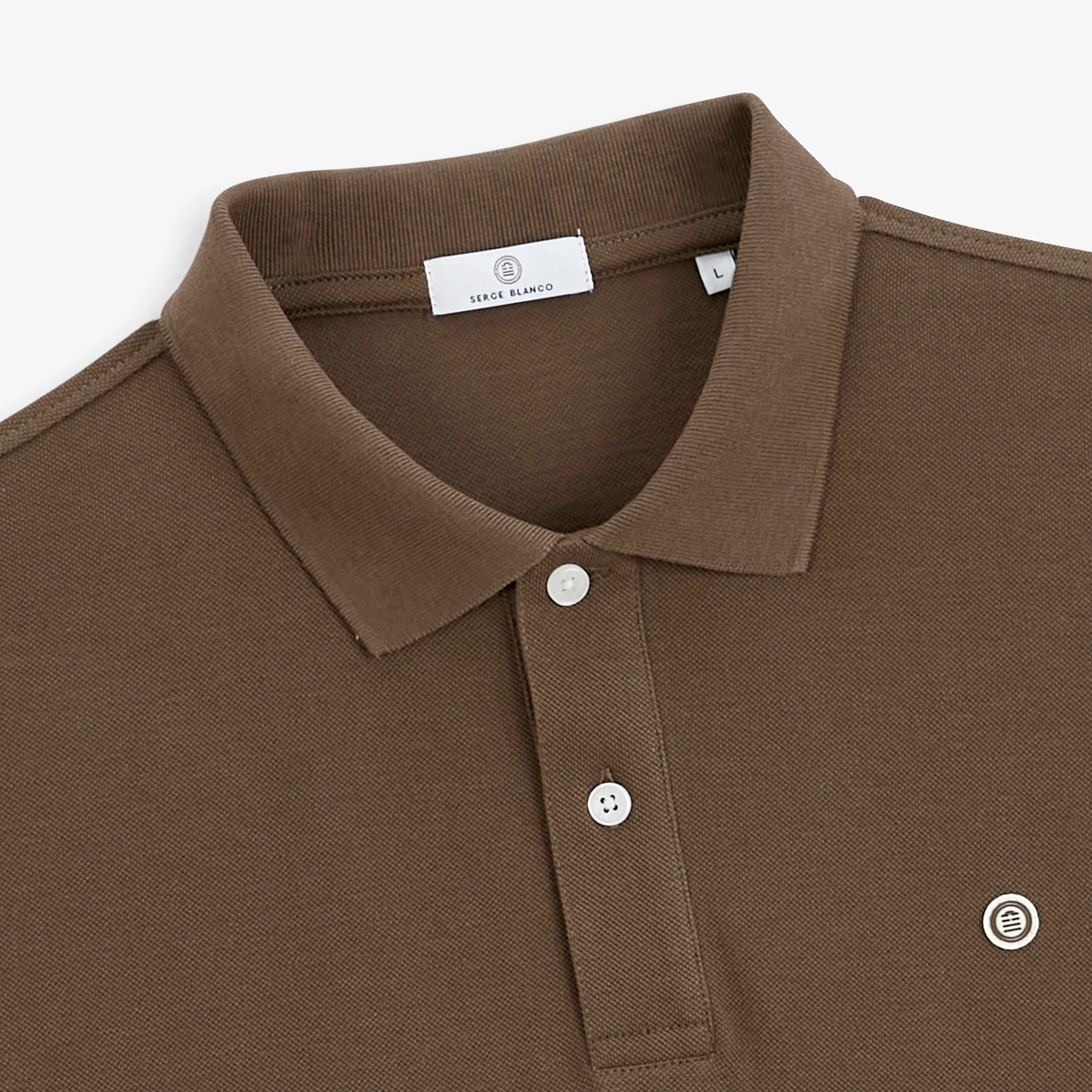 Polo piqué Lucas manches courtes en coton marron brownie - Image 3