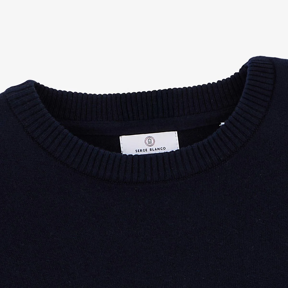 Pull col rond en coton et laine bleu marine Maximus - Image 4