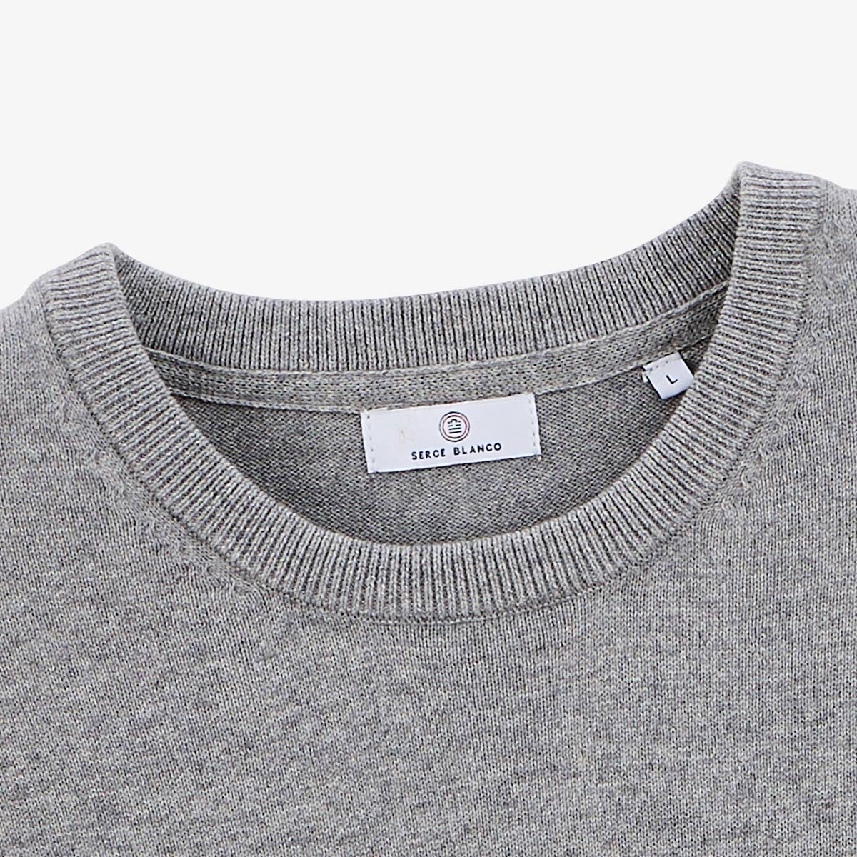 Pull col rond en coton et laine gris chiné Maximus - Image 4
