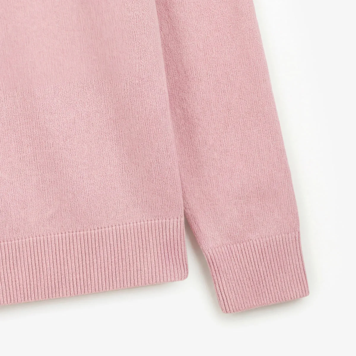 Pull col zippé en coton et laine rose Malo - Image 4