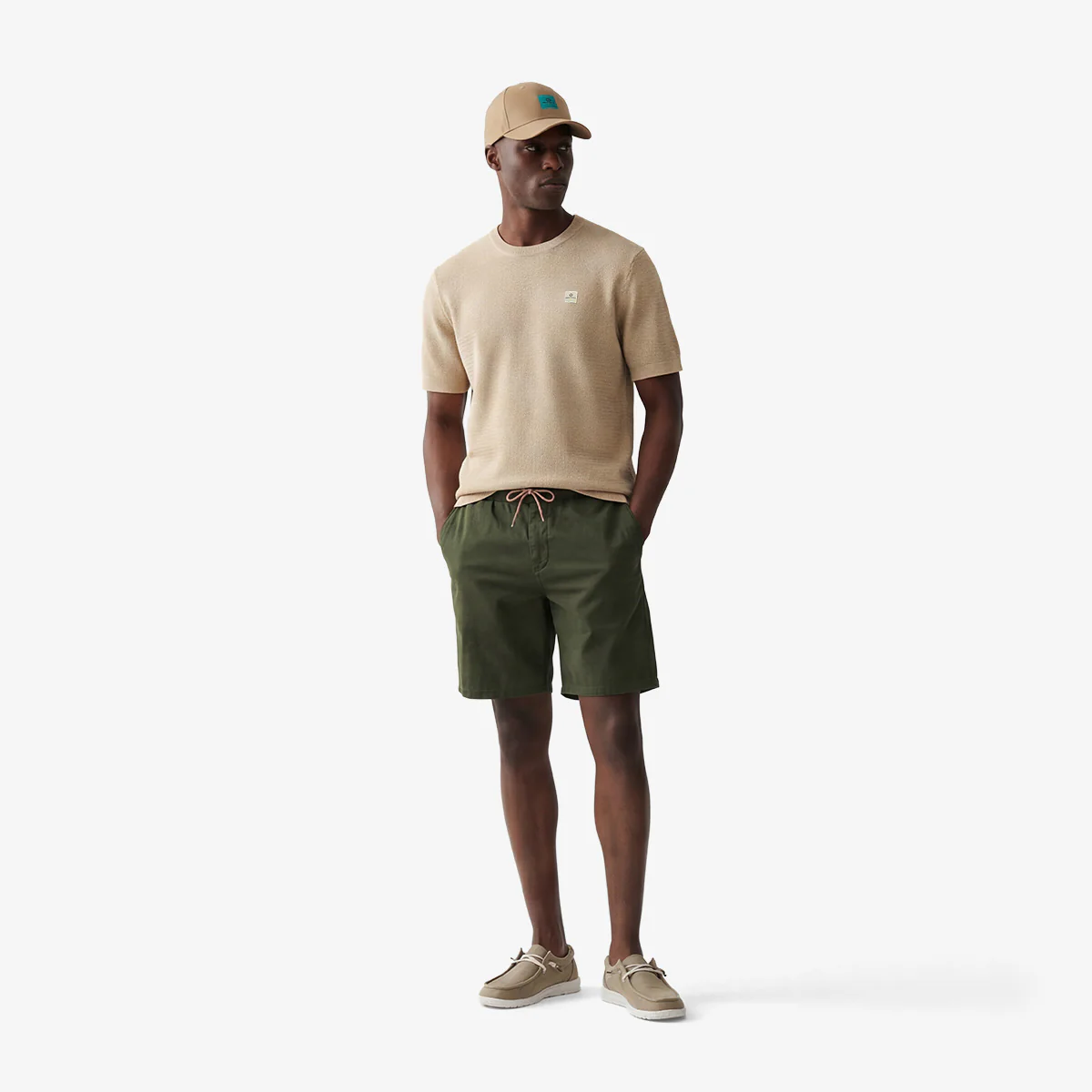 Pull manches courtes col rond coton beige avoine Milazzo - Image 7