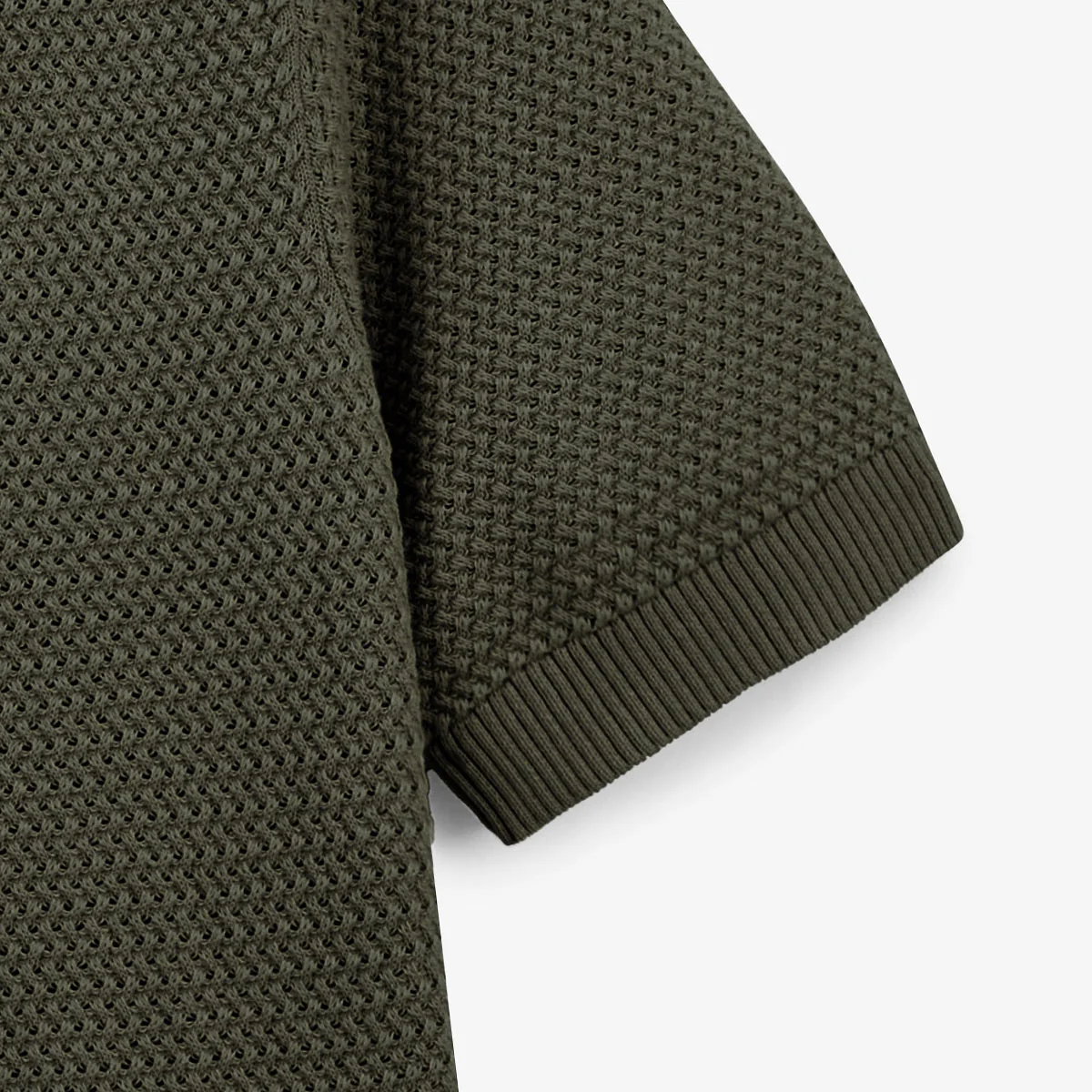 Pull manches courtes col rond coton vert army Milazzo - Image 4