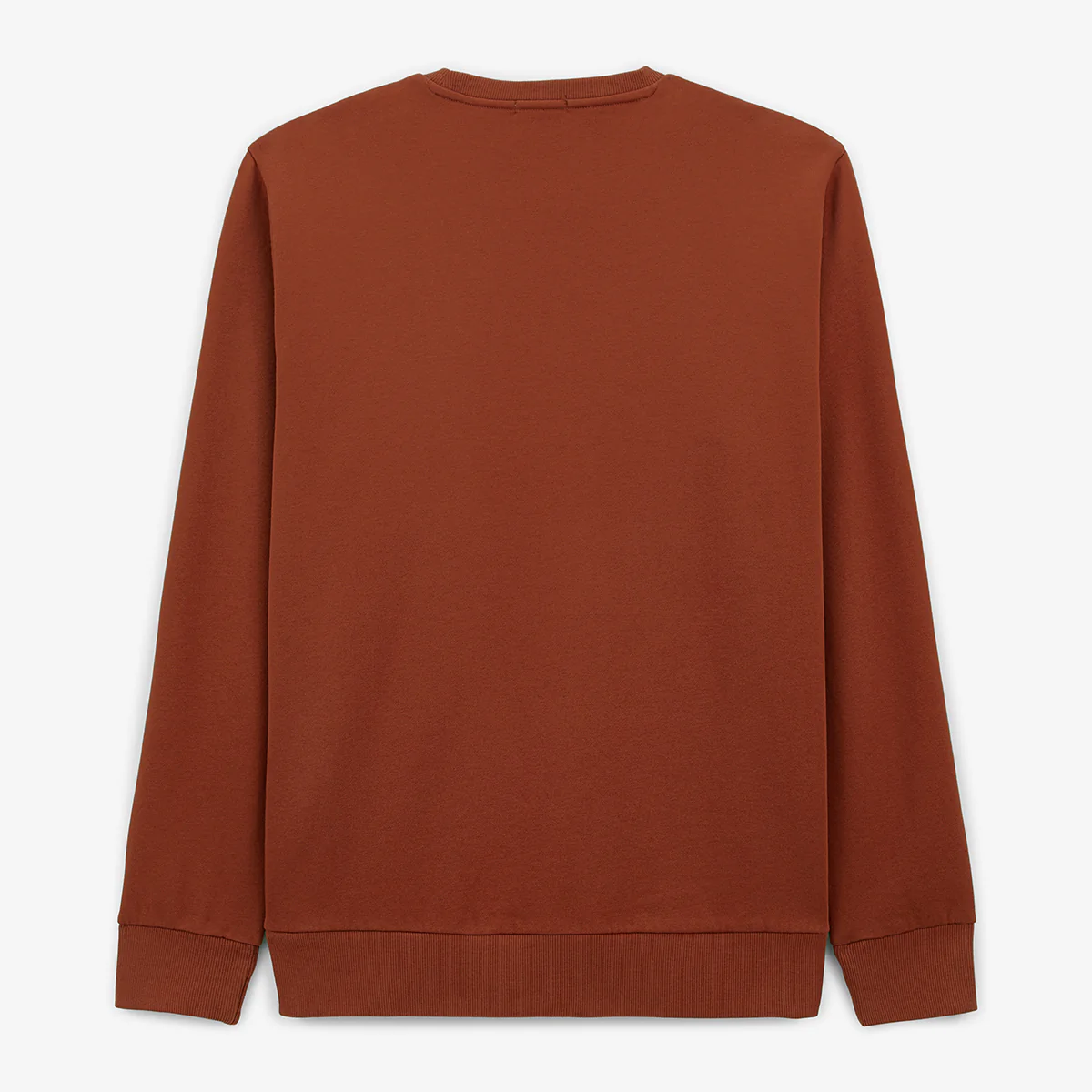 Sweat col rond uni orange courge en coton - Image 3