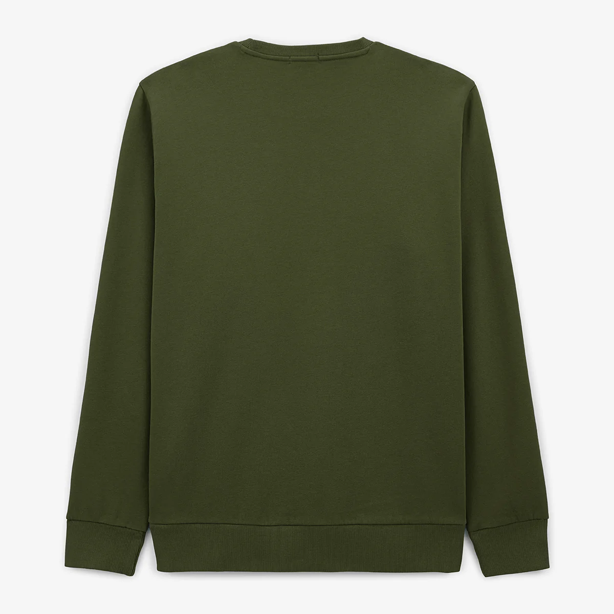 Sweat col rond uni vert army en coton - Image 3