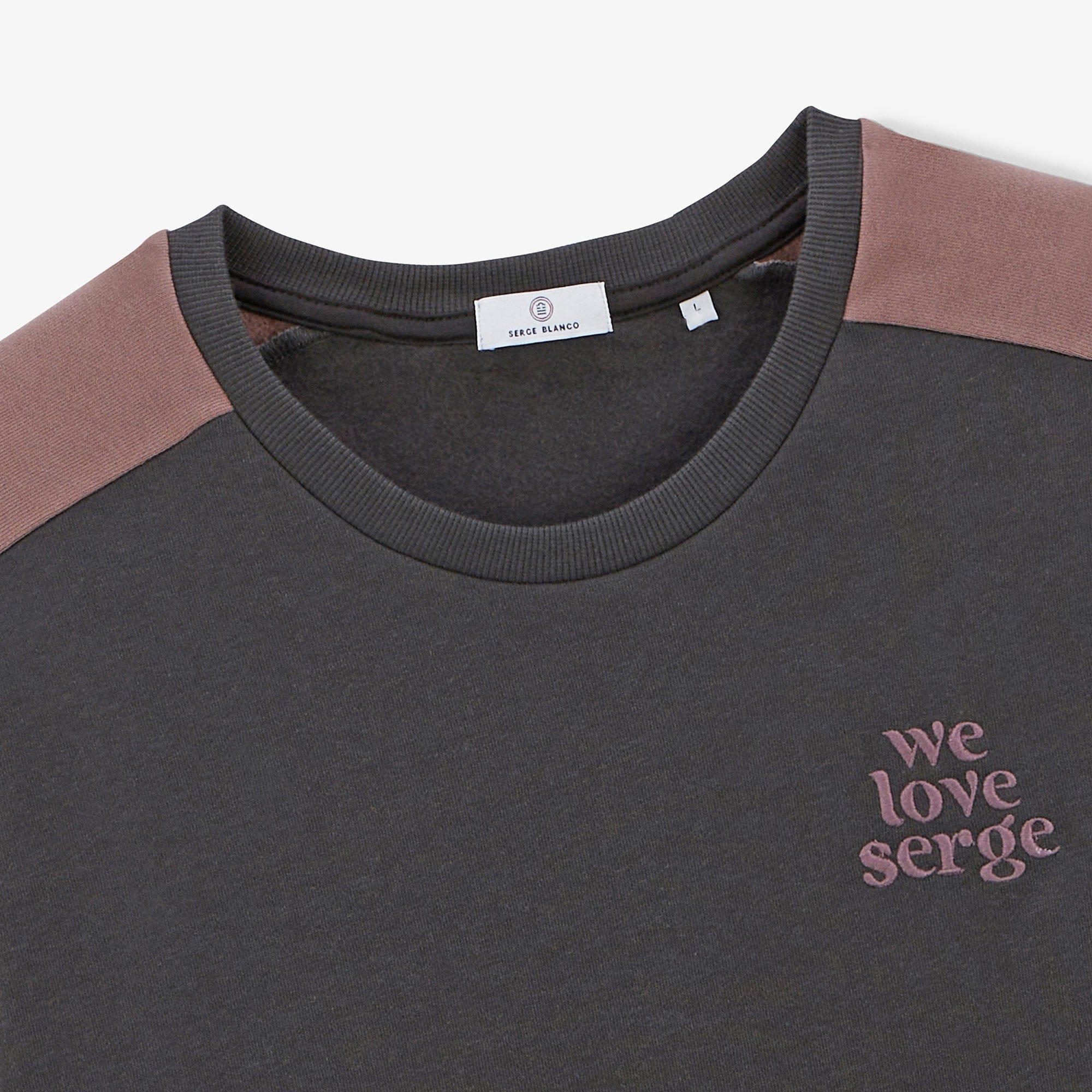 Sweat en molleton col rond WE LOVE SERGE gris anthracite en coton - Image 4