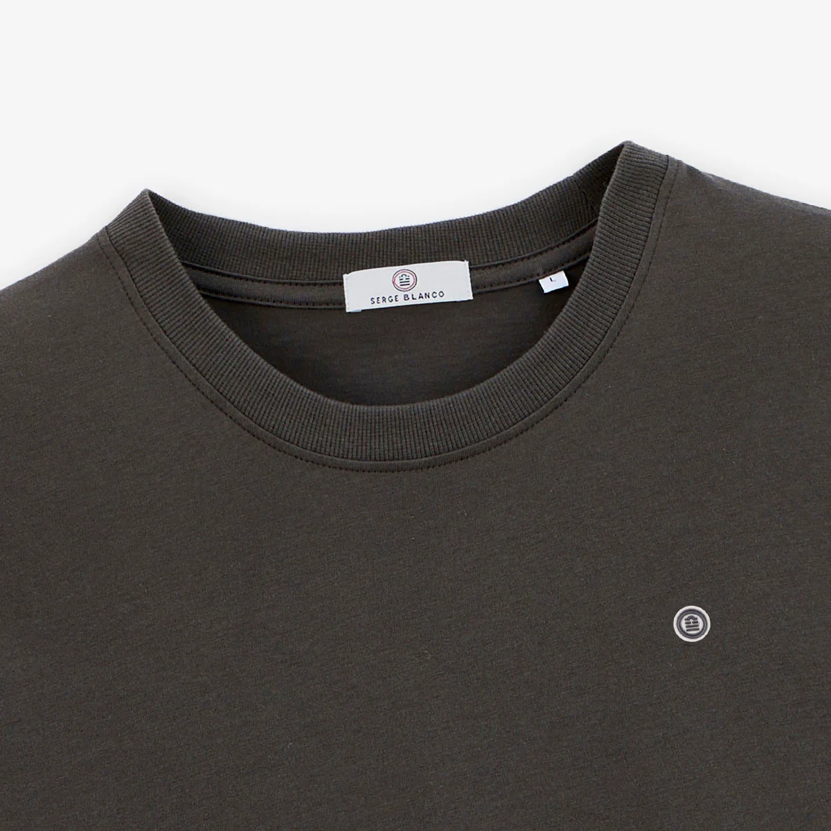 T-shirt col rond en coton avec imprimé dos gris carbone - Image 4
