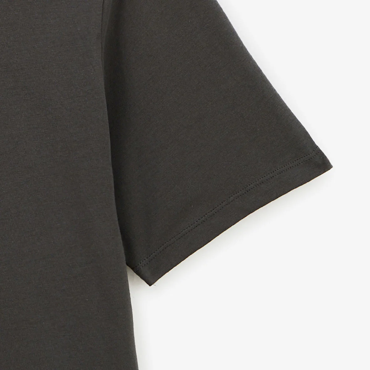 T-shirt col rond en coton avec imprimé dos gris carbone - Image 6