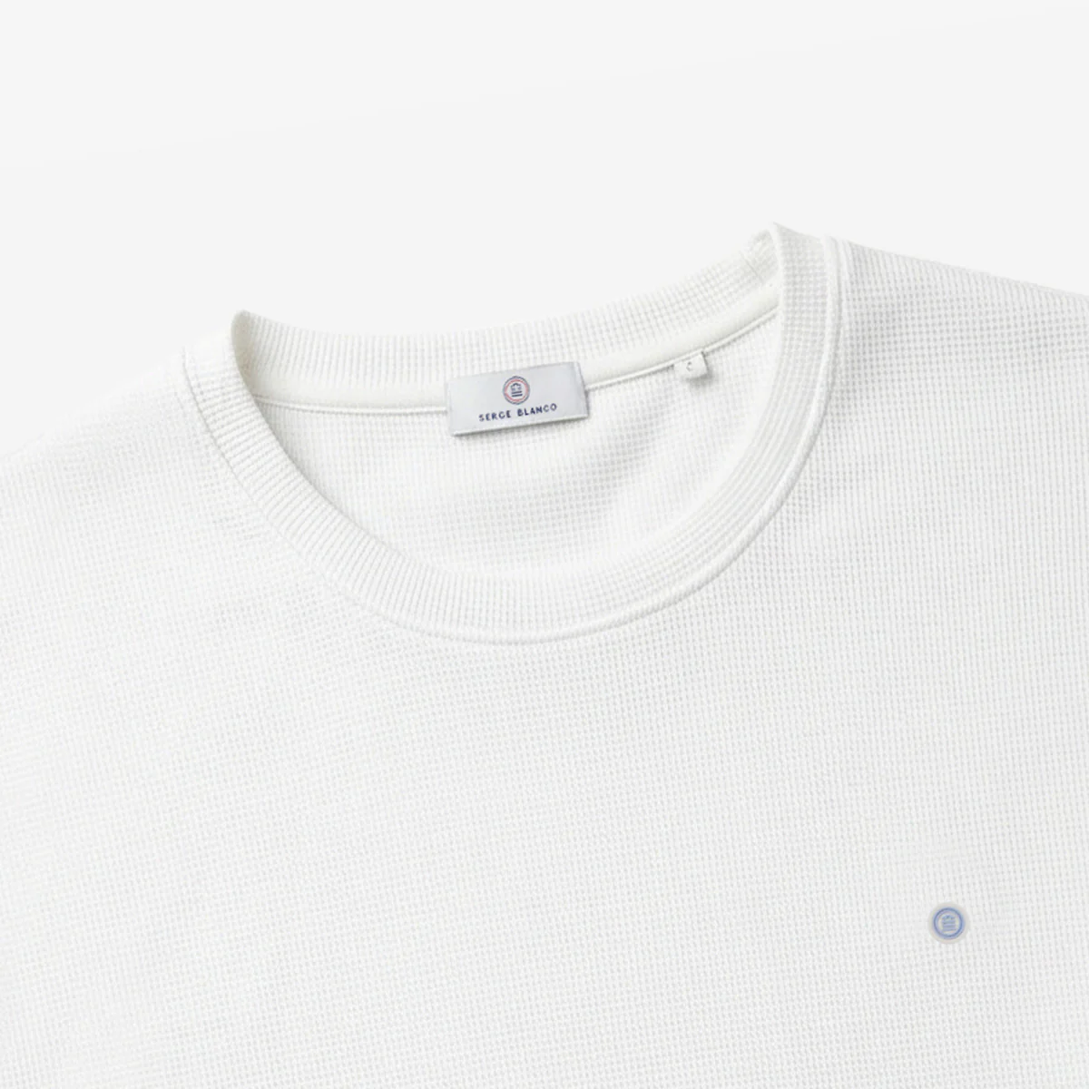 T-shirt col rond en coton gaufré Théo blanc - Image 3
