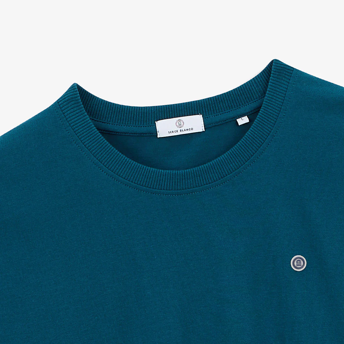 T-shirt col rond en coton imprimé dos surf bleu opale - Image 5