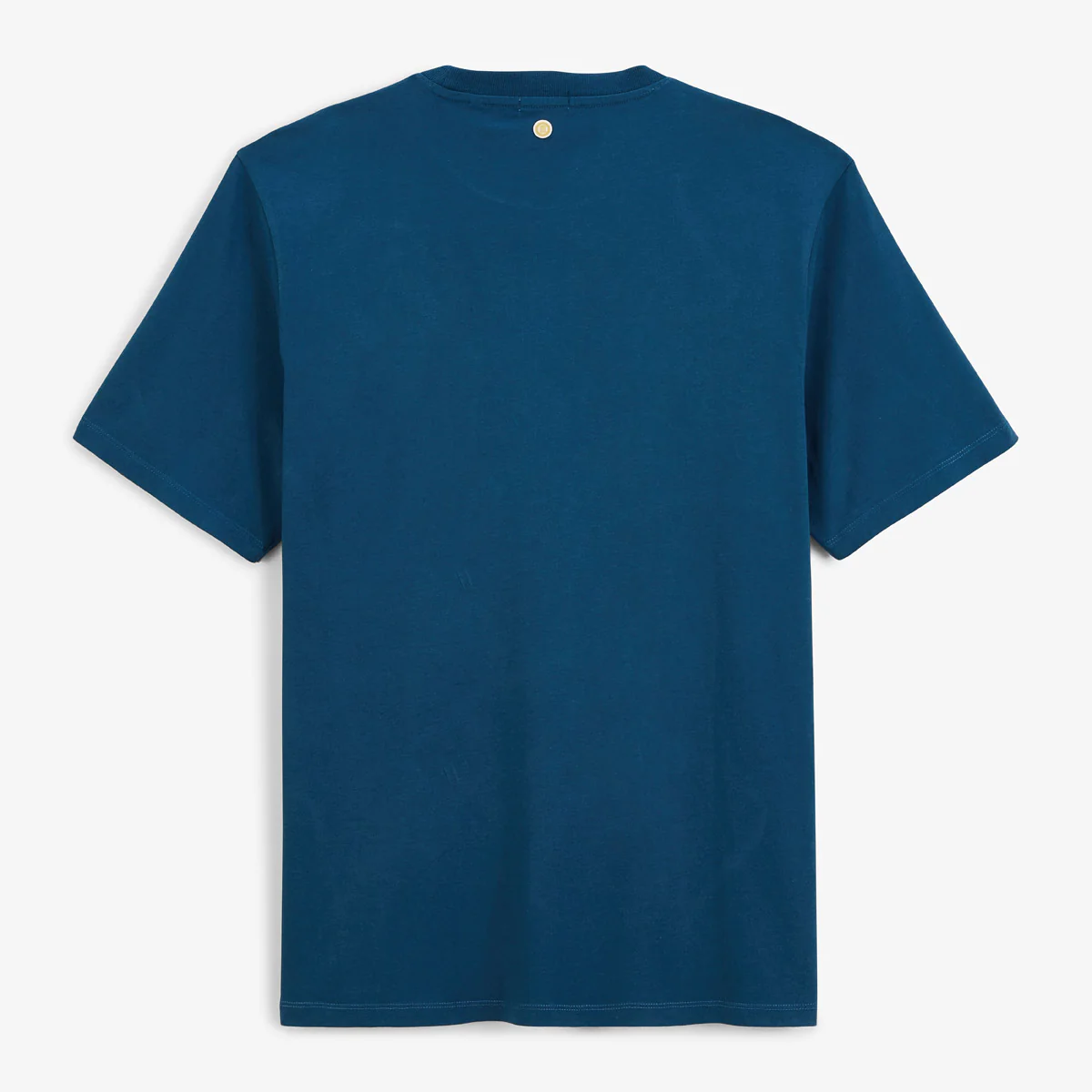 T-shirt col rond en coton imprimé poitrine bleu opale - Image 3