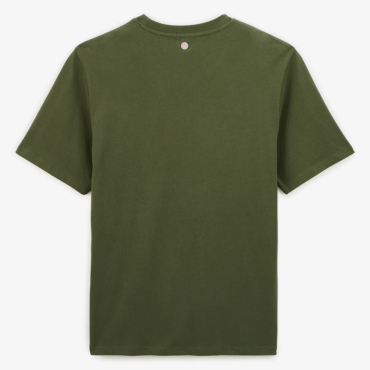 T-shirt col rond en coton imprimé poitrine vert militaire - Image 3