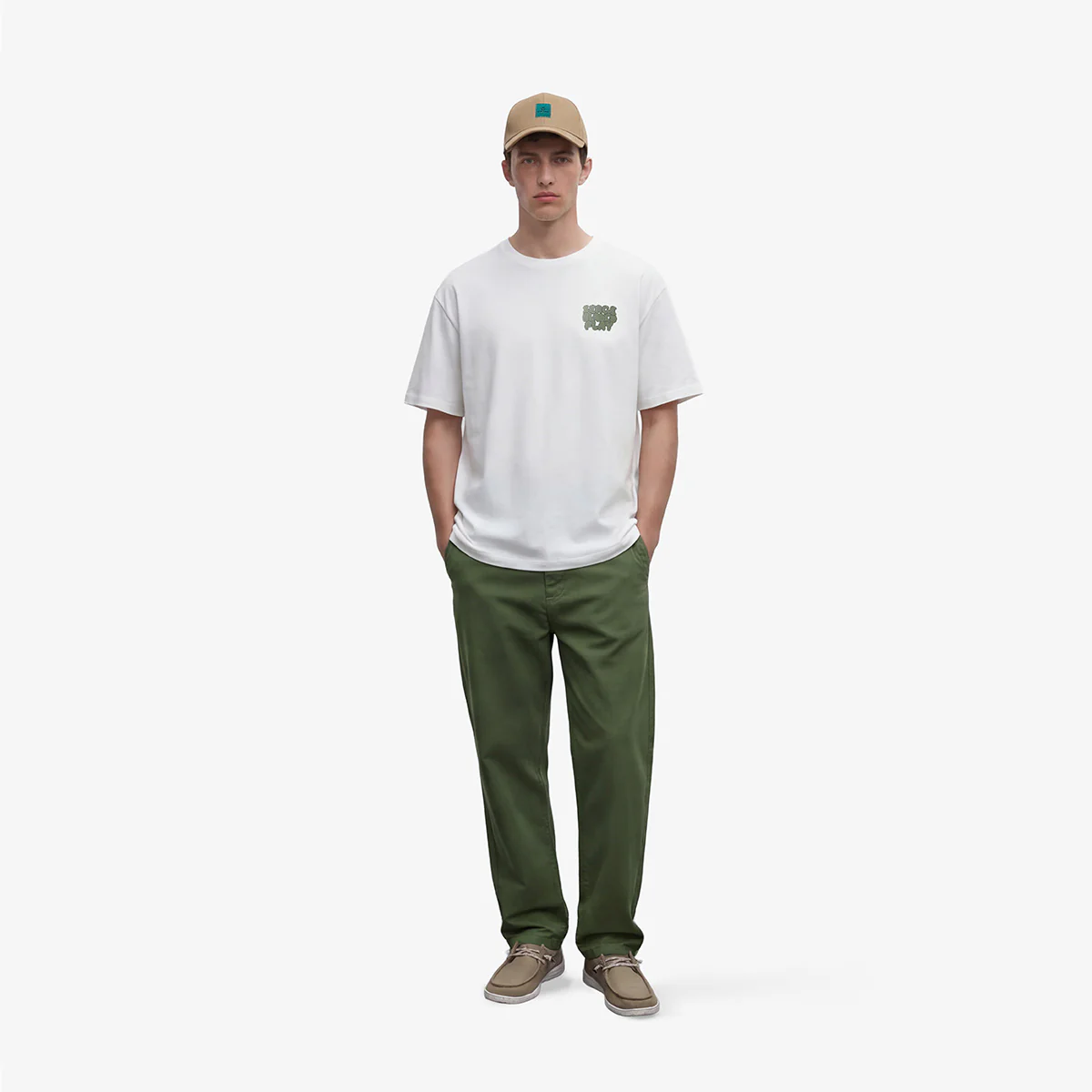 T-shirt col rond en jersey de coton blanc avec imprimé sur la poitrine - Image 6