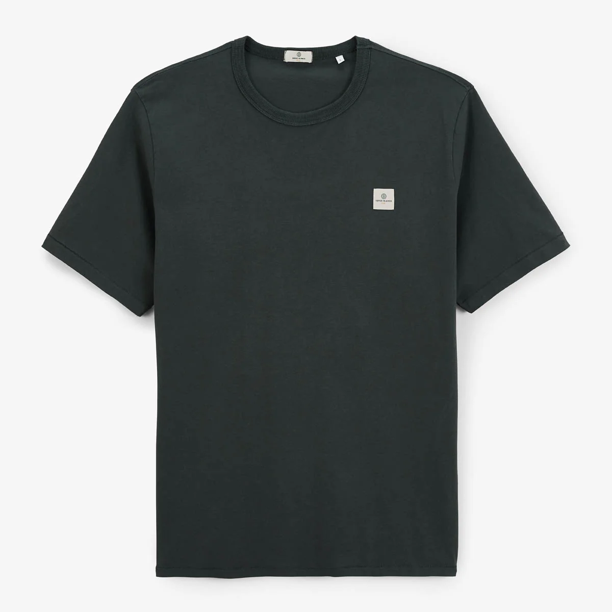 T-shirt col rond en jersey de coton gris carbone imprimé dos - Image 3