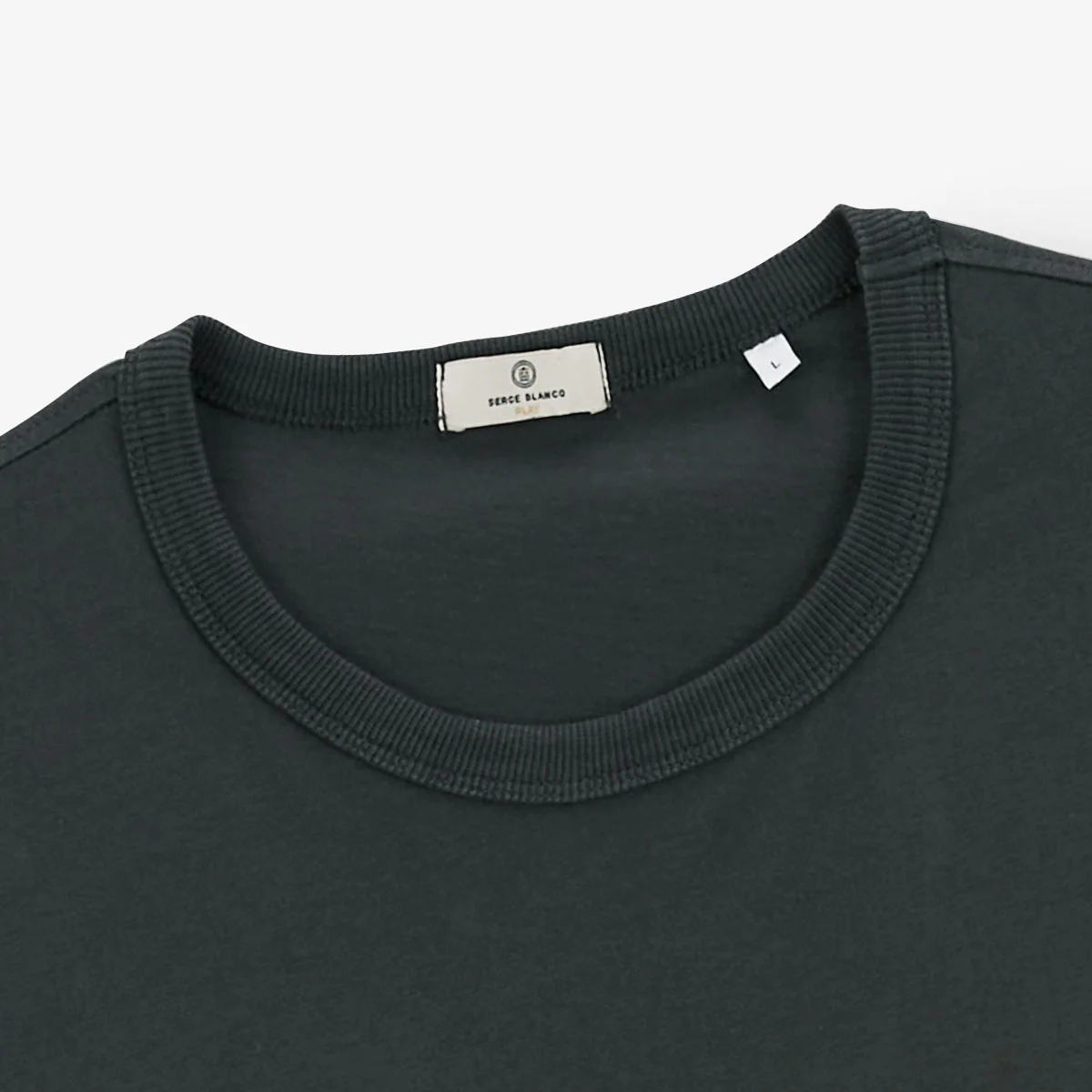 T-shirt col rond en jersey de coton gris carbone imprimé dos - Image 4