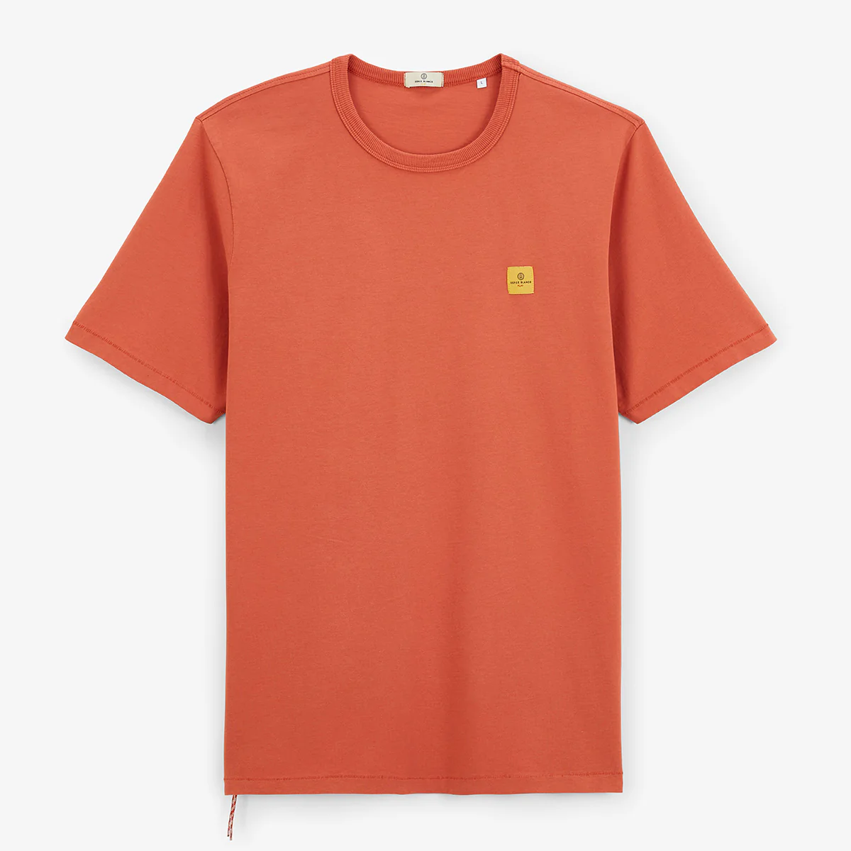 T-shirt col rond en jersey de coton imprimé dos orange rouille - Image 3