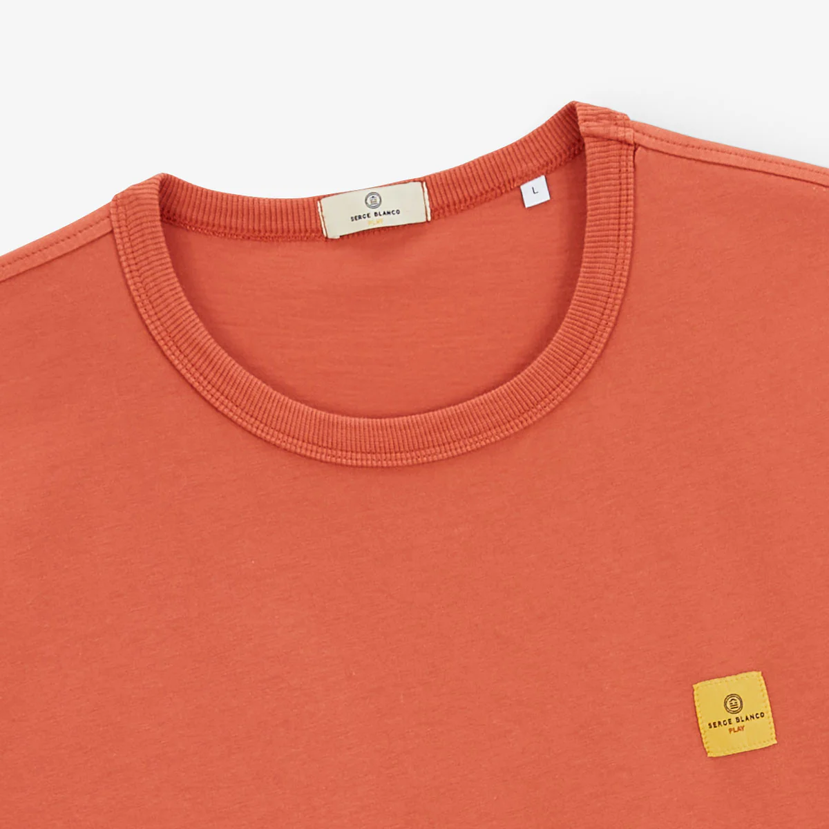 T-shirt col rond en jersey de coton imprimé dos orange rouille - Image 4