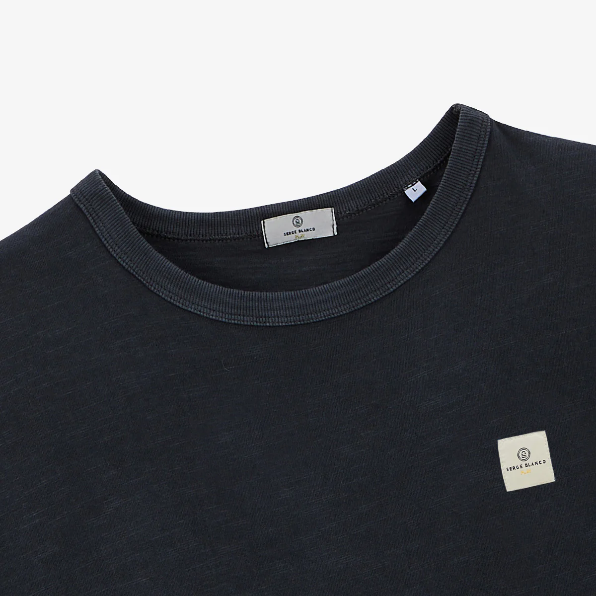 T-shirt col rond en jersey de coton slub pigment dye gris carbone - Image 4