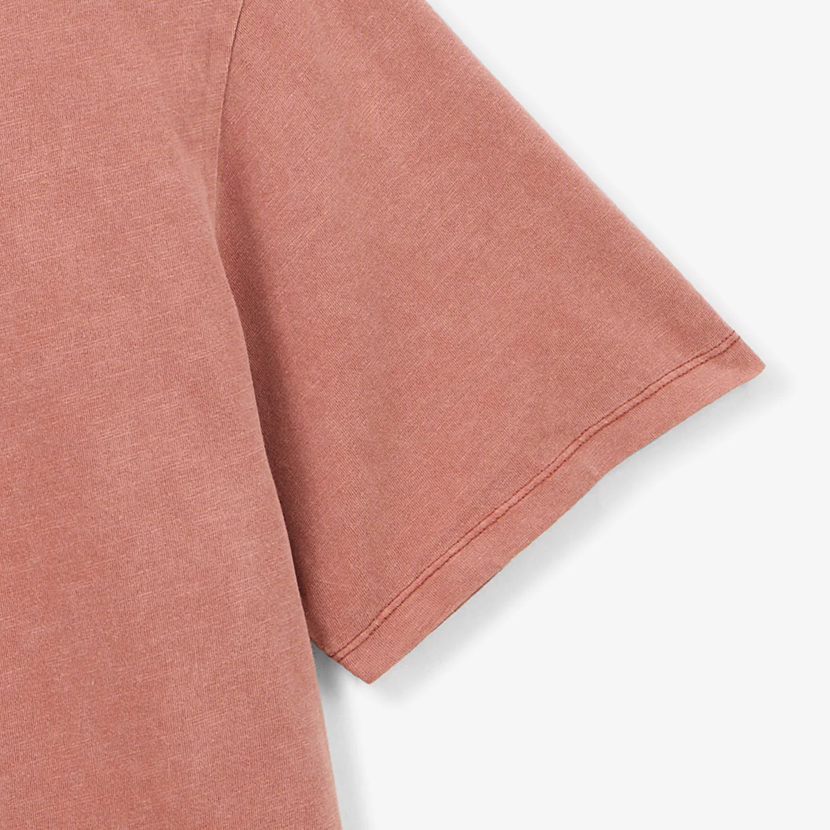 T-shirt col rond en jersey de coton slub pigment dye orange rouille - Image 4