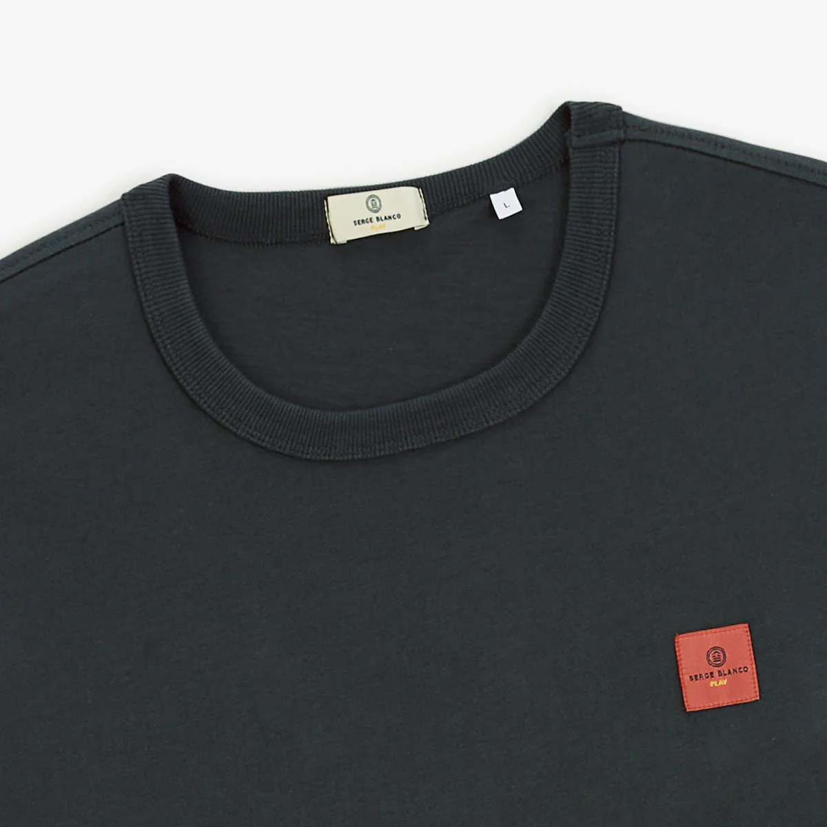 T-shirt col rond gris carbone en coton imprimé dos dragon - Image 4