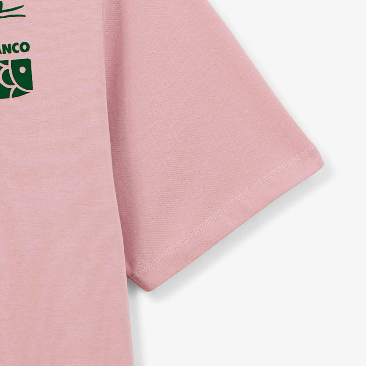 T-shirt col rond imprimé poitrine en coton rose - Image 5