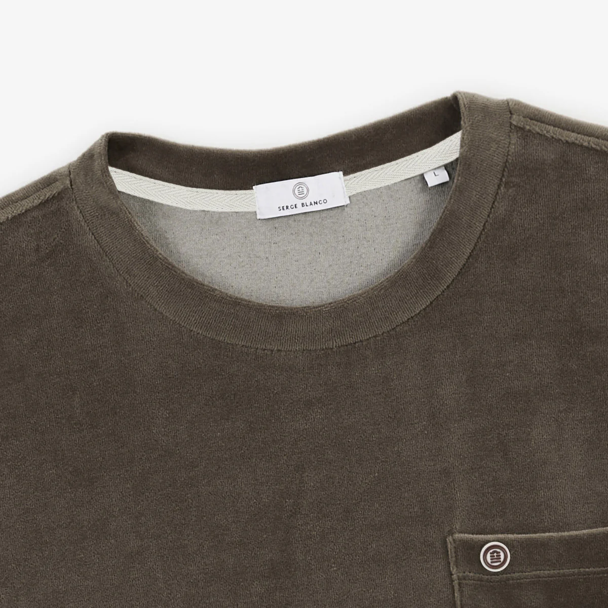 T-shirt col rond Thor en tissu éponge marron argile - Image 4