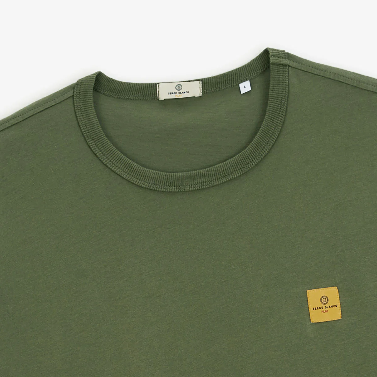 T-shirt col rond vert militaire en coton imprimé dos pieuvre - Image 4