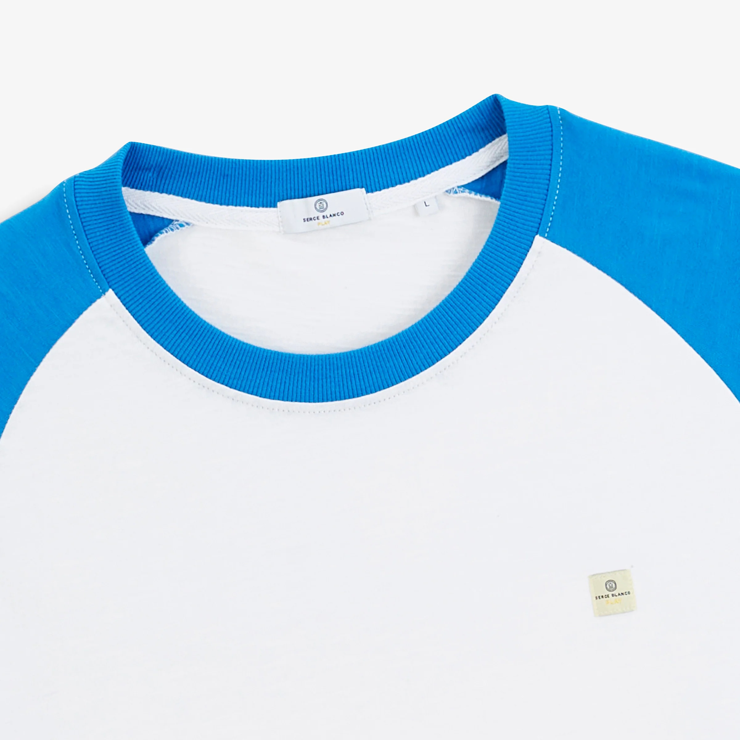 T-shirt manches longues col rond imprimé Play blanc et bleu roi - Image 3