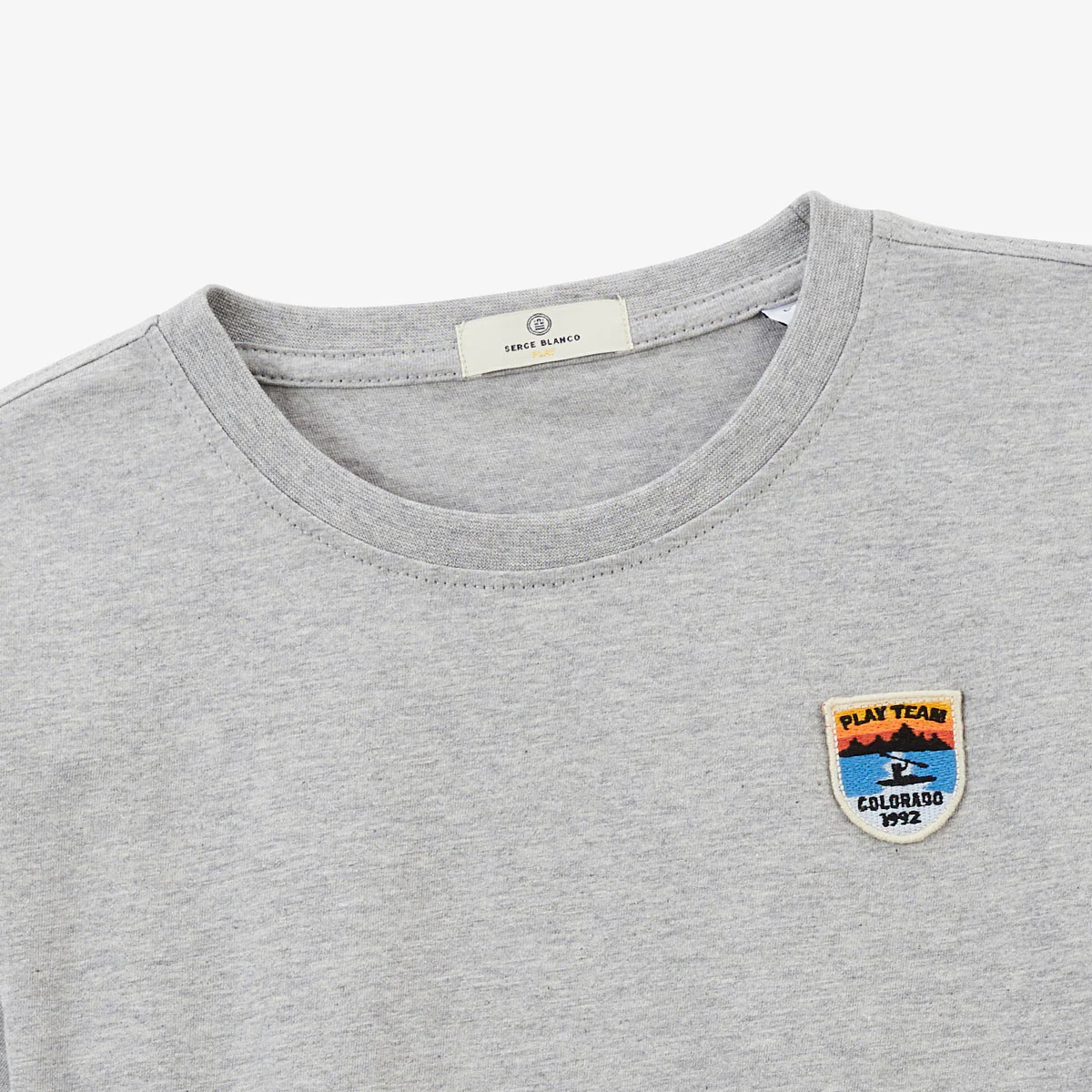 T-shirt garçon manches courtes en coton gris chiné Tancrede Play - Image 3