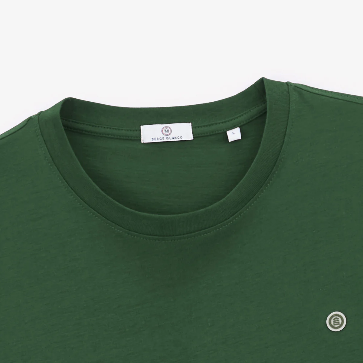 T-shirt col rond Théo en coton vert militaire - Image 4