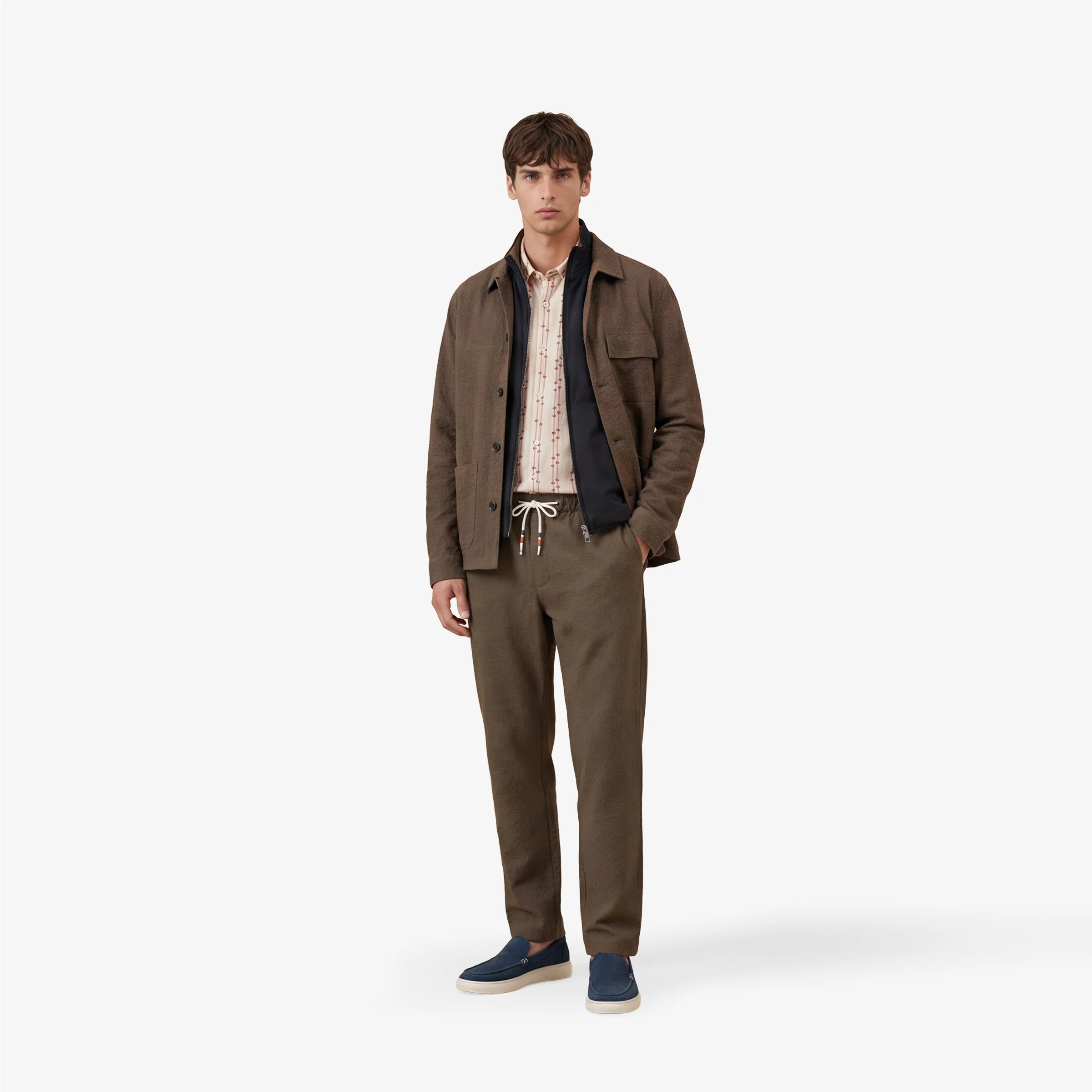 Veste worker en coton seersucker marron argile Wilfried - Image 7